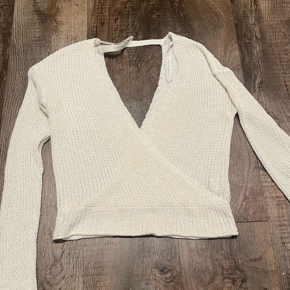 Cream Knit Wrap Sweater - Picture 1 of 1